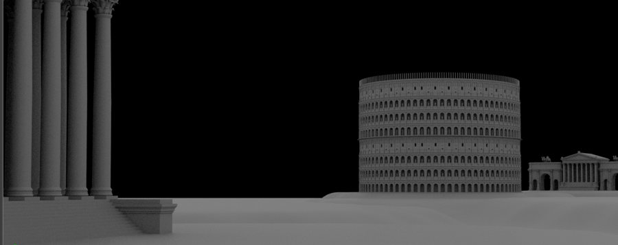 Columns and a colosseum in a lookdev scene