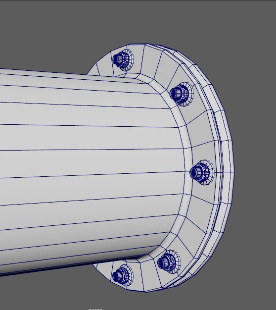 Pipe flange with bolts, wireframe